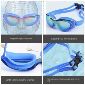 Cross-border new swimming glasses integrated large-frame lens HD anti-fog goggles adult sports upgrade goggles