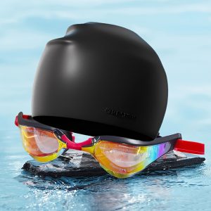 2pcs Swim Gear Set: HD Anti-Fog Electroplated Goggles & Silicone Waterproof Cap -, Ideal for Adults