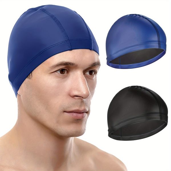 2pcs Silicone Swimming Caps, Unisex 3D Ergonomic Swim Hats with Ear Protection Design, Waterproof High Elasticity Swim Cap